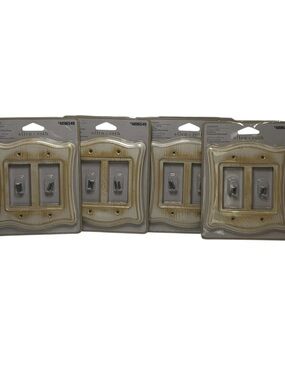 Allen + Roth Avignon 2-Gang  Rocker Wall Plates Weathered White Wood Finish Lot